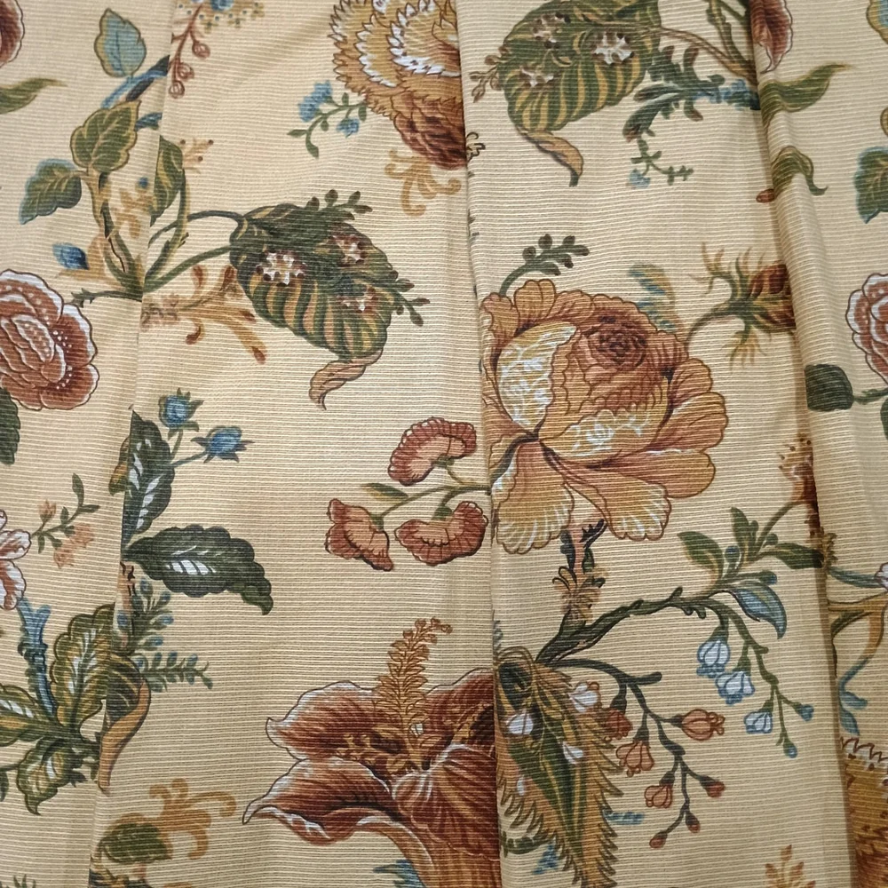 6 Pc Waverly Camelot Garden Room Floral Gold Waterfall Curtains & Canopy Valance